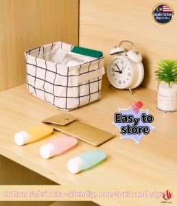 Rectangular Fabric Cotton Storage Basket Foldable Waterproof Bath Sundry Container Box Organizer Kotak Bakul Segi 4