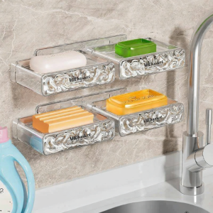 Hộp Đựng Xà Phòng Treo Tường Không Cần Khoan Có Khe Thoát Nước 1 cái