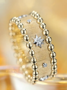 Queensun 18K Gold Star Brushed Ring French Retro wedding band ring for Female women繁星拉丝钻石戒指ring for women/rings diamond gold ring /designer ring/ins，Hollow，Korea