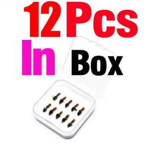 Topranc 12Pcs Fast Sinking Nymph Artificial Insect Bait Lure 12# Dry Fly Fishing Flies Fly Floating Bait Accessories