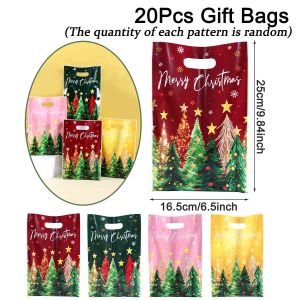 Túi Quà Giáng Sinh 10/20/50 Cái/bộ Có Quai Xách In Hình Ông Già Noel Và Người Tuyết Chất Liệu Nhựa Dùng Trang Trí Tiệc Giáng Sinh & Lễ Hội Năm Mới