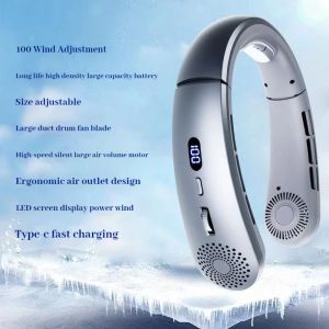 Portable Neck Fan Upgraded 100 Speeds Personal Bladeless Fan Wearable with Neck Brace 4000mAh Rechargeable Battery Operated