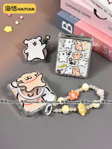 Haizhong Magnetic Cartoon Dog for Samsung Zflip3/4/5 Fold Folding Screen Phone Case New Arrival Zflip6 Protective Case Zfol6 Transparent Zfol4/5 Bracket MagSafe Wireless Charger Hard