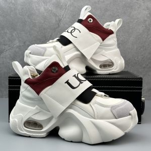 Trendy Thick Bottom Dad Shoes Mens One-Step Slip-On Lazy Persons Sports Shoes Casual High-Top round Toe Rubber Outsole