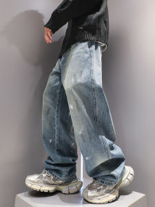 Luxury Graffiti High-End Mens Jeans Straight Loose Trousers American Style Trendy Brand Cotton Polyester Blend Autumn Jeans