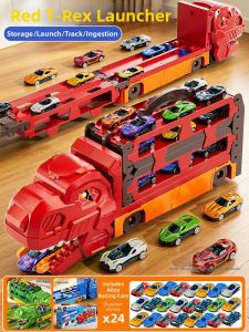 BABYSHOME | Birthday Gift For 3-6 Year Olds Dinosaur Themed Track Slide Ejection Alloy Toy Car