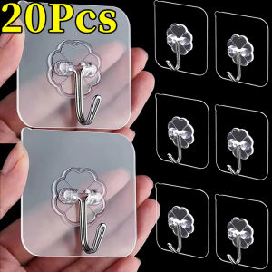 50/20/10pcs Clear Adhesive Hanging Hooks / Self Adhesive Door Wall Hangers / Waterproof and Oilproof Wall Hook / Kitchen Bathroom Storage Hooks