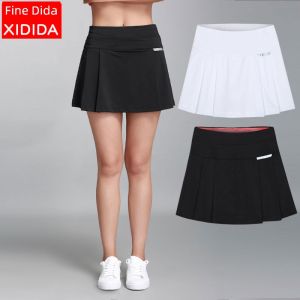 Sports Short Skirt Womens Summer Quick-Drying Thin Running Badminton Tennis Golf Fashion Tape Breathable Half-Length Short Culottes