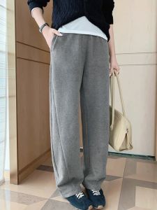 Meyar Warm Sun Double-Sided Fleece Sensation Reflective Heat Generating Casual Straight Leg Knife Pants High Waist Straight Leg Pants