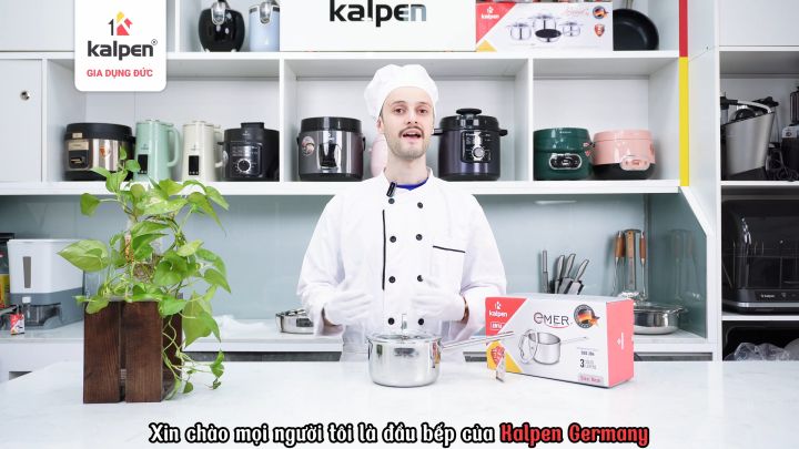 Quánh inox 3 lớp liền khối Kalpen Emer EM16 size 16cm, bảo hành 30 năm chuẩn Đức