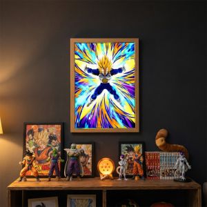 Bandai | LED Vegeta Light Paninting Picture Frame Anime Peripheral Dorm Desktop Ornament Night Light Holiday Gift USB Plugin Ambient Lamp
