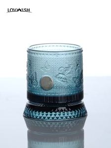 NERVISHI | Rotating Glass Cup for Whiskey Red Wine & More Ink Blue