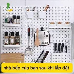 Bảng Pegboard Treo Tường Dụng Cụ Nhà Bếp - Kệ Decor Nhà Bếp Đa Năng Trang Trí Đẹp Mắt