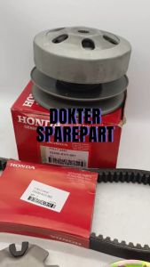 KVY (PAKET 5 CVT) RUMAH ROLLER ASSY + PULLY ASSY + VANBELT + KIPAS + BONUS GEMUK / BEAT SCOOPY KARBU
