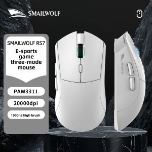 SMAILWOLF | SMAILWOLF RS7 Wireless Mouse with PAW3311 Sensor 500mAh Battery USB-C Wired Bluetooth 5.1 2.4GHz and 1000Hz for PC Gaming