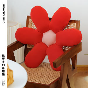 หมอนอิงทรงไม่สมมาตรสีแดงสำหรับแต่งงาน หมอนอิงลายดอกเดซี่ขนาดเล็ก หมอนอิงตกแต่งห้องนอนแบบ INS สำหรับคู่รัก