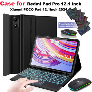 For Xiaomi Redmi Pad Pro 12.1 Inch Case Keyboard Cover for Xiaomi POCO Pad 12.1 Inch 2024