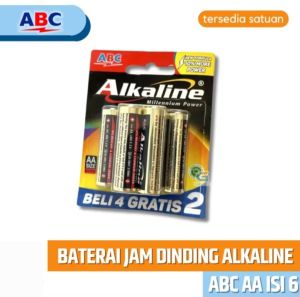 BATERAI ABC ALKALINE AA ISI 6 / LR6 4+2 / A2 ALKALINE ISI 6