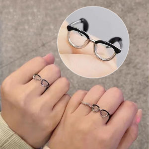Creative Glasses Rings for Women Men Statement Adjustable Rings For Lovers Y2k Jewelry Couple Ring Best Friend Gift