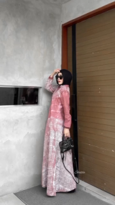 LUNA DRESS GAMIS TWILL RAYON CANDI MEKAR GAMIS BATIK CAP ABSTRAK PEKALONGAN