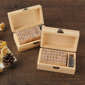 Gimue | Wooden Stamps Set with Uppercase Letters and Numbers for Scrapbooking 36 Pieces