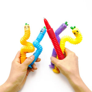 3PCS POP Tube Sensory Toys - Orange/Red/Yellow Plastic Carrot & Turnip Fidget Toys for Stress Relief Classroom Awards Travel Easter Gifts for Kids 6+