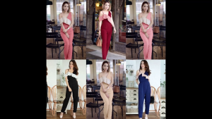 CC 17064 จั้มสูทสายเดี่ยวไหล่เดียว ชุดไปงาน จั้มสูทออกงาน (ฟรีไซส์ M อก 32-34 เอว25-30 สพ34-36 ยาว54)