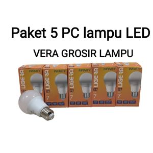 Paket 5 PC Lampu LED LIGERA INFINITY 7W Bulb super terang cahaya putih 6500K fiting E27