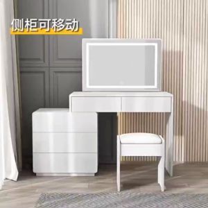 โต๊ะเครื่องแป้ง F.F.H ชุดเครื่องแป้ง สีขาว สไตล์เรียบหรู แถมสตู ลกระจกเงา 2 สไตล์ เพื่อให้กับคุณตัวเลือก