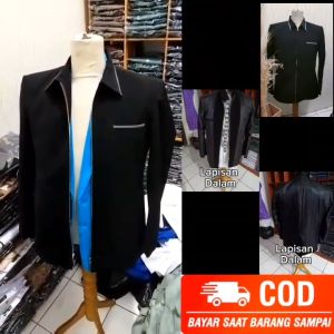 Jasket Hitam Hightwist Promium Tebal Dan Halus By Kayla / Jasket Seragam Guru / Jasket Santri / COD