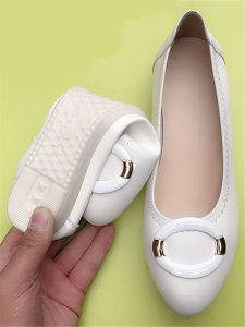 Spring and Autumn New Genuine Leather Flat White Shoes Mother Shoes Large Size Soft Bottom Pregnant Womens Shoes Korean Style Low-Cut Gommino