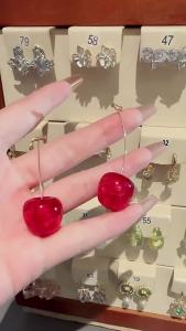 Korean Cherry Sweet Fruit Cherry Earrings for Women Long Trend Simple Drop Earrings Fashion Fairycore Charm Jewelry