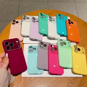 szhaiyu | Luxury Solid Candy Color Case For iPhone 18 Pro Max 17 16 15 14 Plus With Lens Protector Shockproof Dopamine Back Cover Fundas