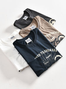 เสื้อยืดคอกลมแขนยาวผ้าฝ้ายแท้สไตล์อเมริกันสำหรับผู้ชาย ฤดูใบไม้ร่วง 2024 ใหม่ล่าสุด แฟชั่นลำลอง ลายรถจักรยานยนต์ย้อนยุค วัสดุอื่นๆ