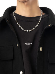 Acity Xicheng Hip Hop Thorn Pig Nose Necklace Mens and Womens Fancy Niche Style Patchwork Clavicle Chain Titanium Steel Accessories