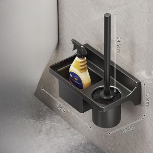 No-Drill Toilet Brush for Home Use Bathroom Cleaning Tool with Stand Reach Every Corner Easy to Install Plastic Toilet Cleaner