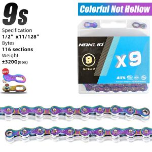 Nanlio X-Series Bicycle Chain 9 10 11 12 Speed Full Hollow Ultra-light 116L MTB Road Bike Chain Gold Silver Rainbow Electroplate