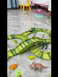 【Sg Stock】Electric Car Track Set Assembly Toys for Boys Dinosaur Scene