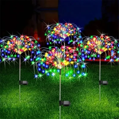 AIMO Solar LED Firework Light Garden Light Outdoor Waterproof Copper Wire Lights for Fowerbed Garden Home Tree Flower Xmas 60/120/150LED Tri Color