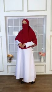 Hijab Jilbab Khimar Bergo Instan Syari Zipper Resleting Set Cadar 2 Layer Premium KYAH29