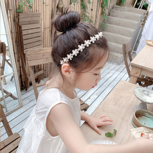 White Pearl Flower Hairbands for Kids Girls Cute Princess Non-Slip Hair Hoop Korean Sweet Children Headband Baby Hair Accessories