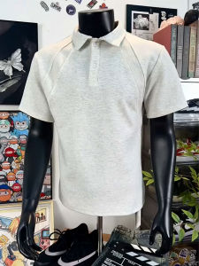 Áo Thun Polo Cổ Polo Tay Ngắn Mùa Hè Cho Nam Màu Trắng Xám Kẻ Sọc Cổ Polo Tay Ngắn Dáng Rộng Cổ Polo Phong Cách Mỹ Cổ Điển