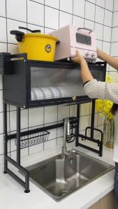 1/2 Layers Dish Cabinet Rack Over Sink Dish Drainer Rack Dish Rack Organizer Stainless Steel Dish Drying Rack Storage Rack Kitchen Organizer Plate Rack Nonslip Multipurpose Rack BIG Size Adjustable 3-Tier Dish Rack with Drainer Plate Drying Storage