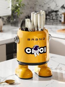 Kitchen Multi-Function Knife And Chopsticks Holder Rotating Cutting Board Storage Box Countertop Organizer Integrated Design