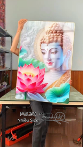 Khung hình Phật ảnh Phật treo tường Tranh treo tường Phật giáo Như Lai hoa sen tịnh tâm tráng gương PQC90