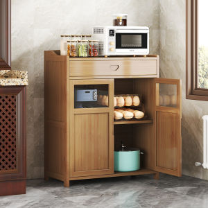 Multifunctional Storage Cabinet Kitchen Storage Cabinet Chinese Style Minimalist Sideboard Solid Wood Bamboo Tea Cabinet Cupboard Shelf