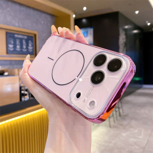 Luxury Laser Camera For Magsafe Case For iPhone 18 17 16 15 14 Pro Max Large Window Matte Magnetic Wireless Charge Phone Cover