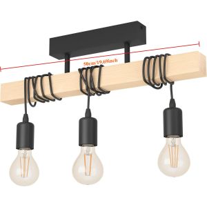 Retro Loft 3 Đầu Đen Đèn Ốp Trần E27 Gỗ Vintage Ánh Sáng Cho Bắc Âu Phòng Ăn Phòng Khách Nhà Bếp Nhà Hàng Thanh