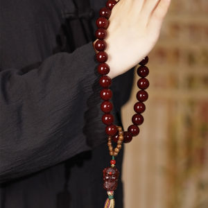 Natural White Jade Buddha Root Bracelet Handheld Vermilion Sand Offering Buddha Beads Men Women Playable Original Design Bracelets