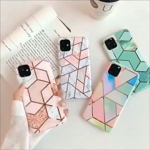Softcase Case Casing Cesing Marble iPhone Geometric Hexagonal GHT01 iPhone 7 8 XMax XSMax XR 11 ProMax 12Mini